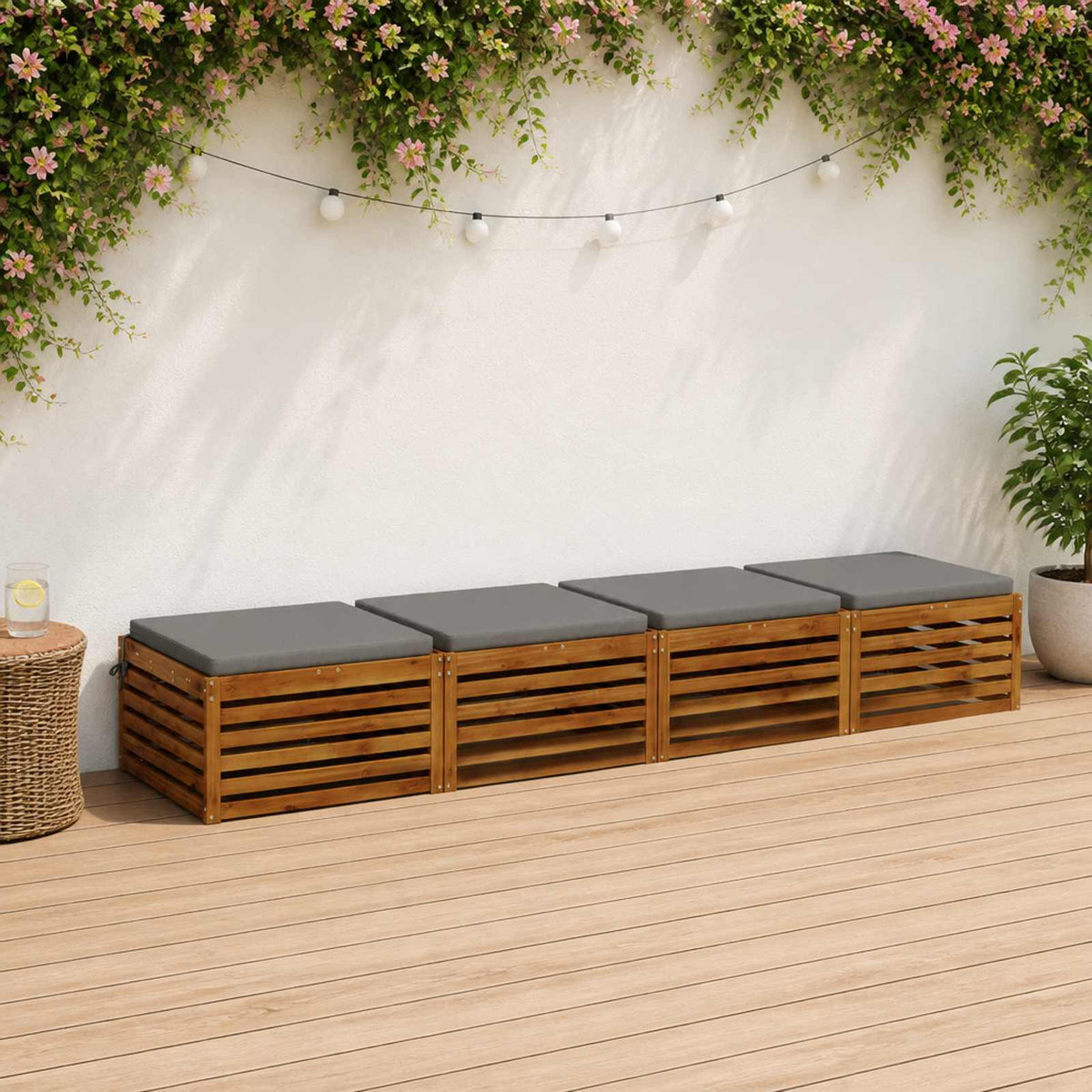 Seat Cushions SOEST 4 pcs 100% Polyester Grey 80 x 80 x 5 cm