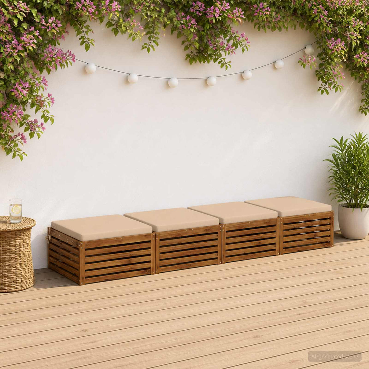 Seat Cushions SOEST 4 pcs 100% Polyester Cream 60 x 60 x 5 cm