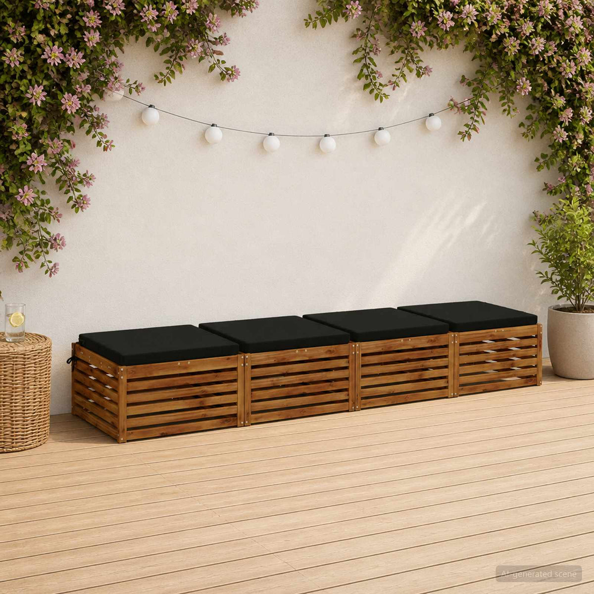 Seat Cushions SOEST 4 pcs 100% Polyester Black 60 x 60 x 5 cm