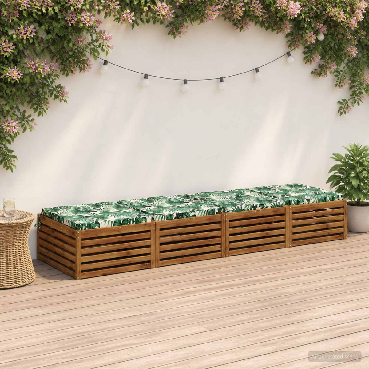 4-Piece Seat Cushions SOEST 4 pcs 100% Polyester Leaf Pattern