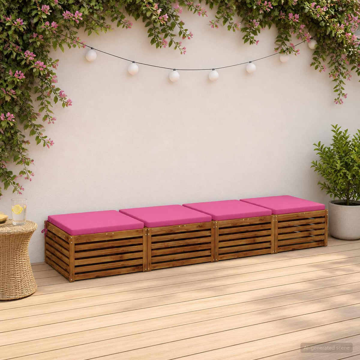 Seat Cushions SOEST 4 pcs 100% Polyester Pink 80 x 80 x 5 cm