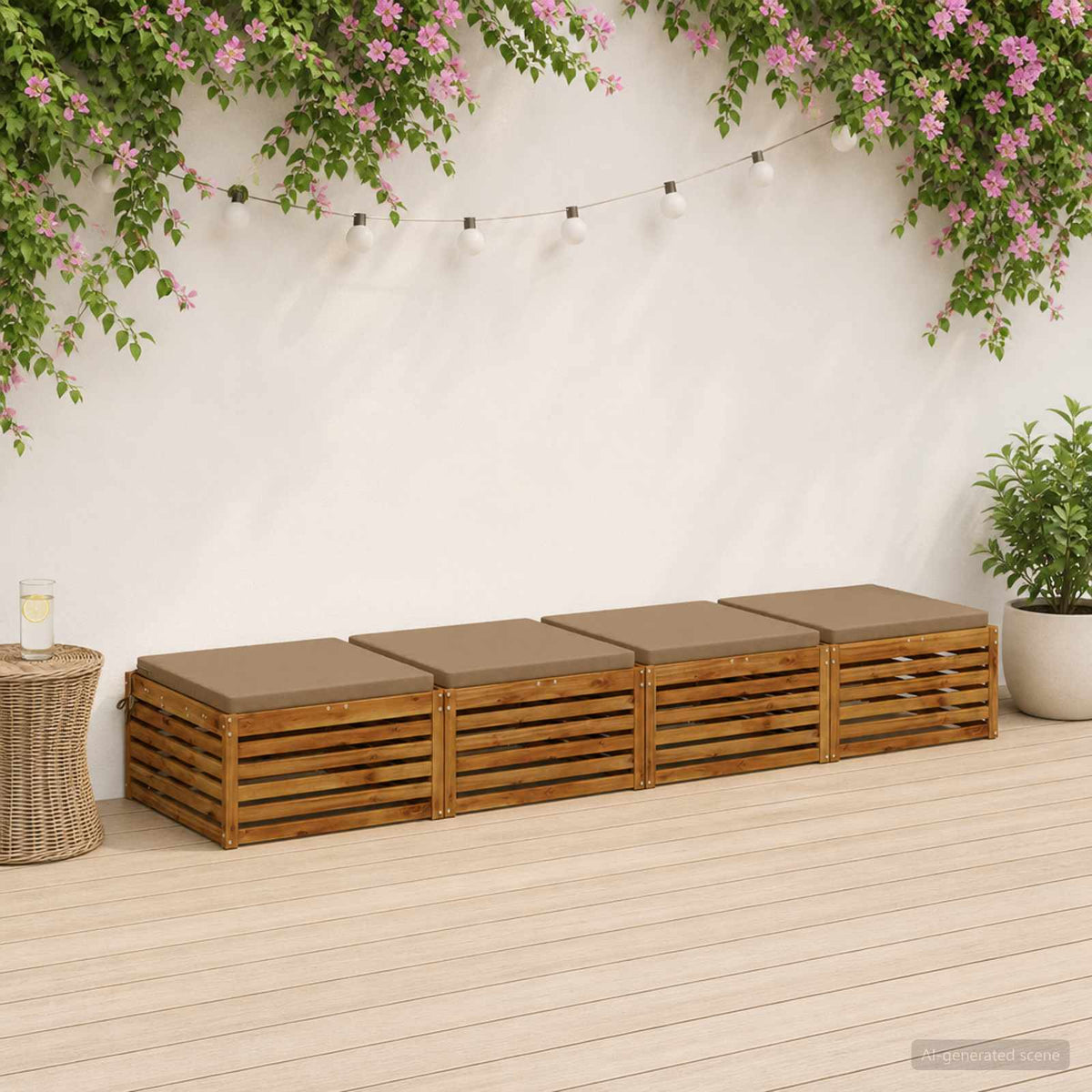 Seat Cushions SOEST 4 pcs 100% Polyester Taupe 80 x 80 x 5 cm