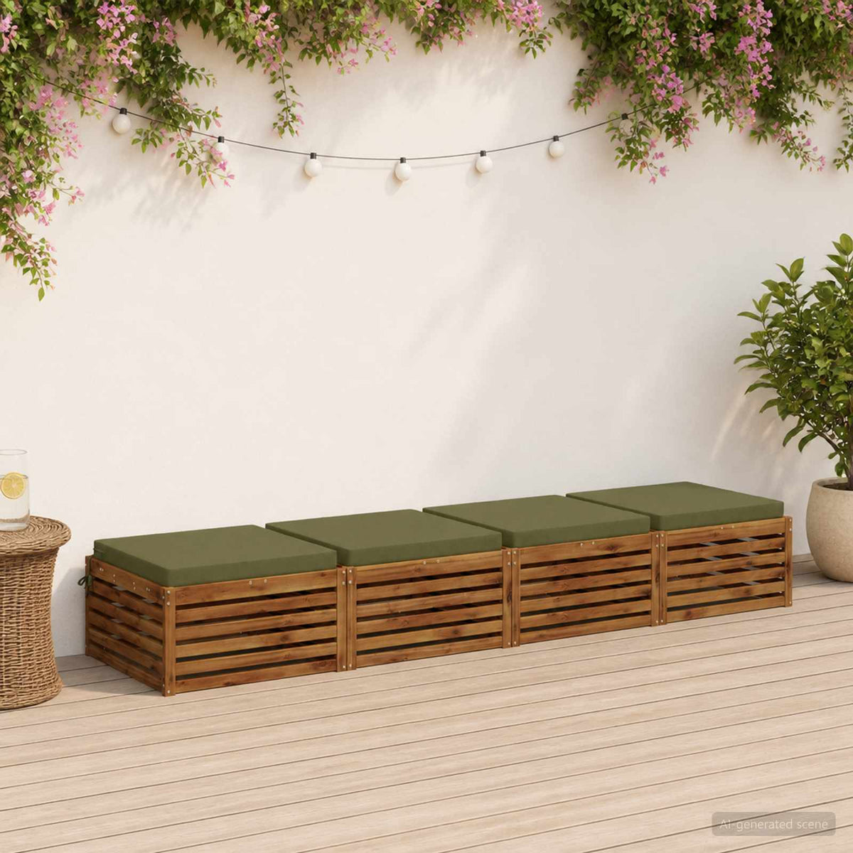 Seat Cushions SOEST 4 pcs 100% Polyester Olive Green