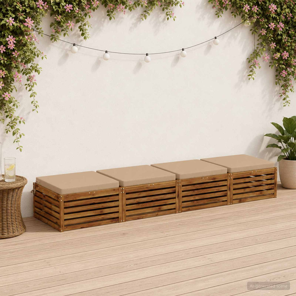 Seat Cushions SOEST 4 pcs 100% Polyester Sand 60 x 60 x 7 cm