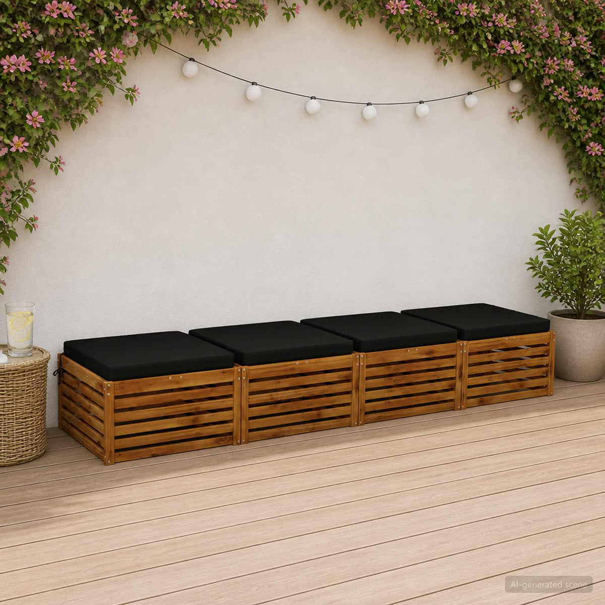 Seat Cushions SOEST 4 pcs 100% Polyester Black 60 x 60 x 7 cm