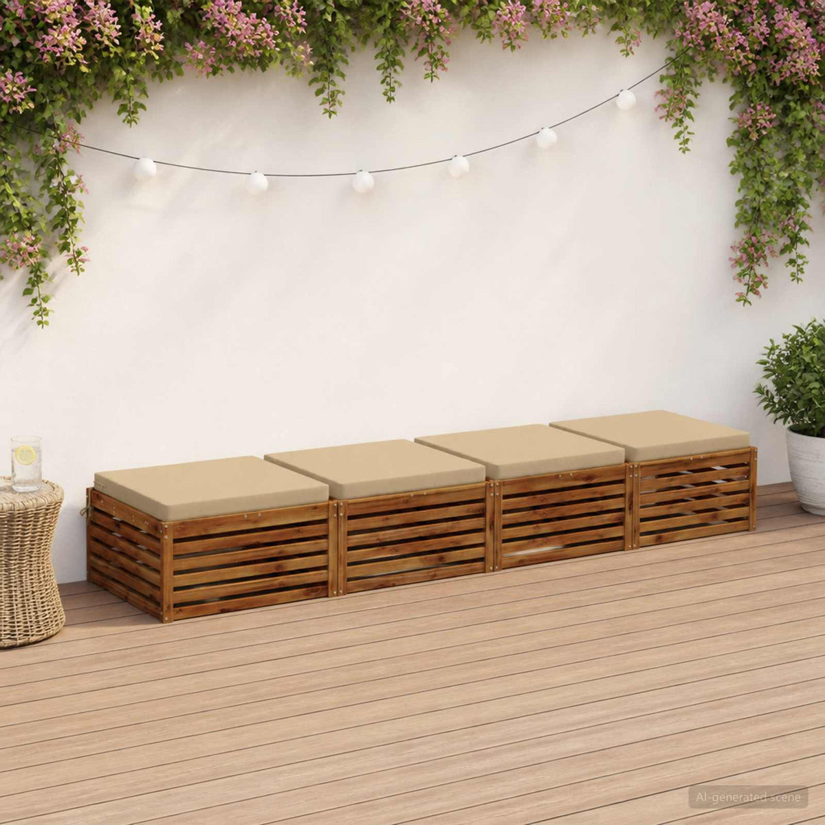 Seat Cushions SOEST 4 pcs 100% Polyester Beige 80 x 80 x 7 cm