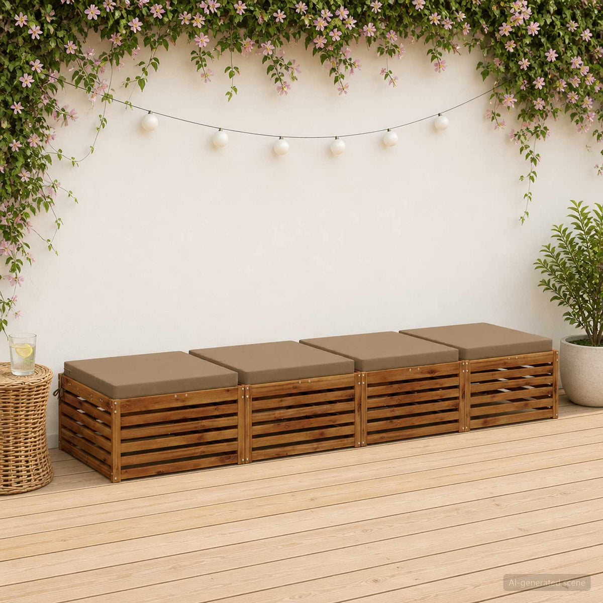 Seat Cushions SOEST 4 pcs 100% Polyester Taupe 80 x 80 x 7 cm