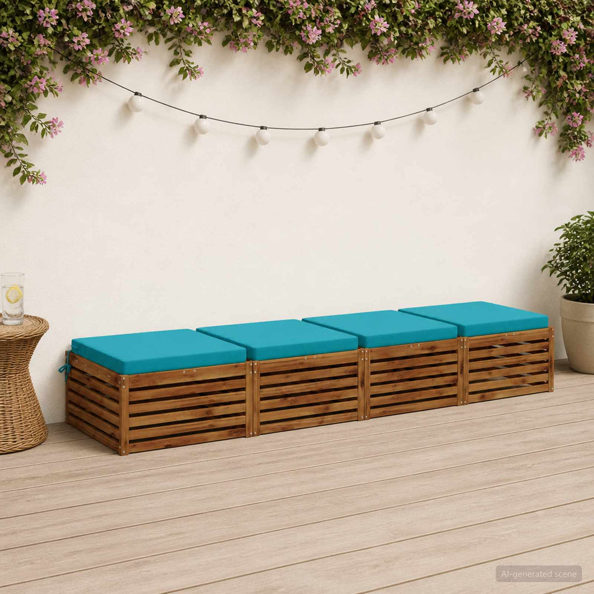 4-Piece Seat Cushions SOEST 4 pcs 100% Polyester Turquoise