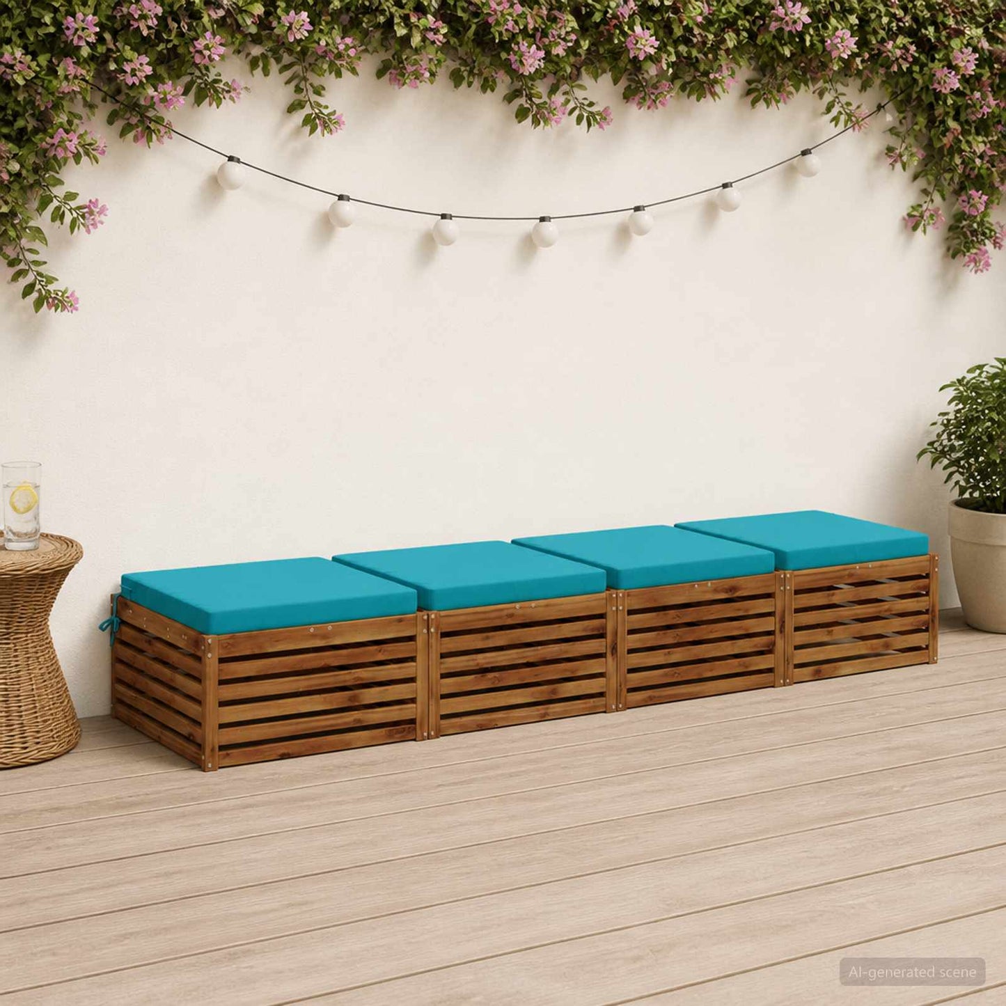 4-Piece Seat Cushions SOEST 4 pcs 100% Polyester Turquoise