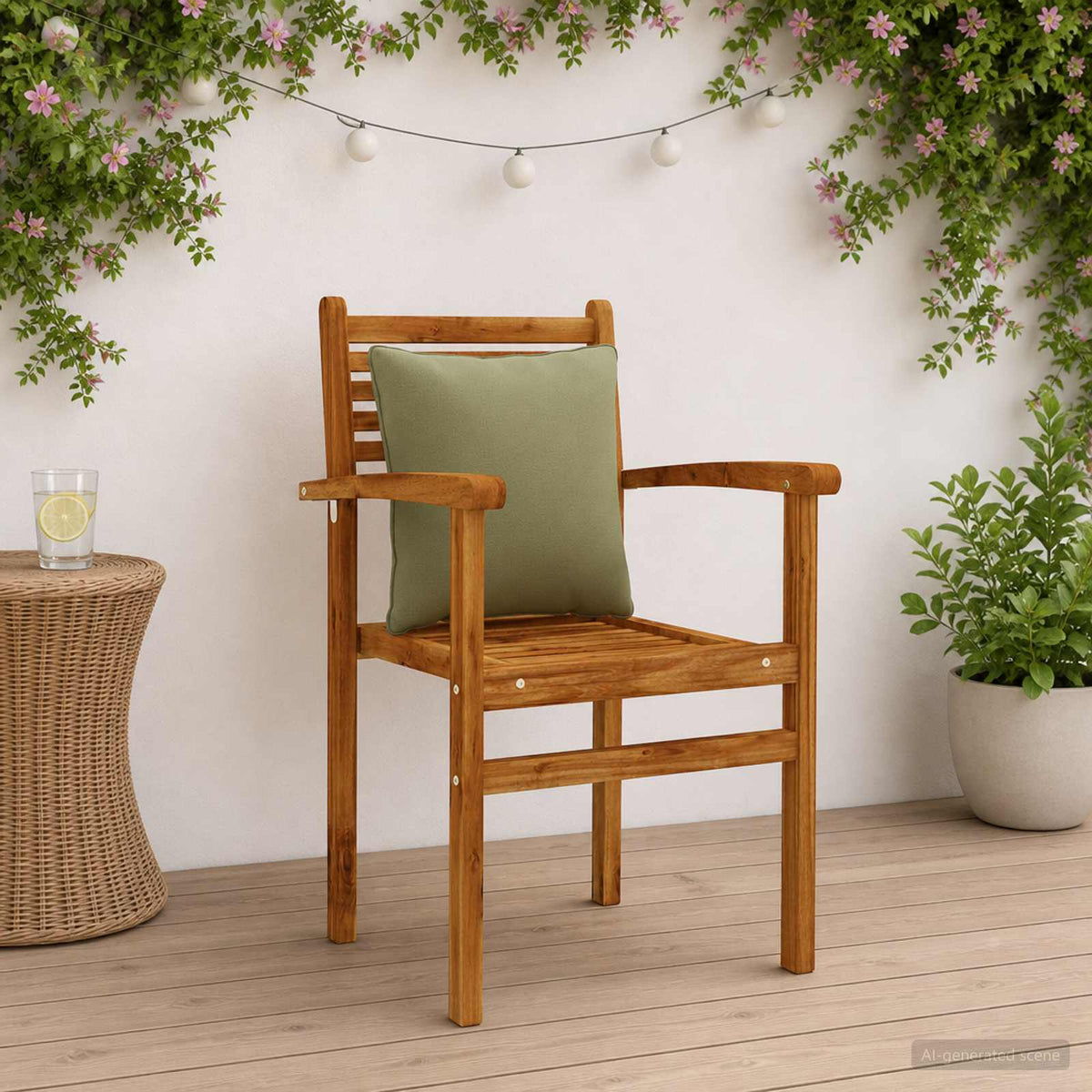 Back Cushion PUTTEN 4 pcs 100% Polyester Olive Green