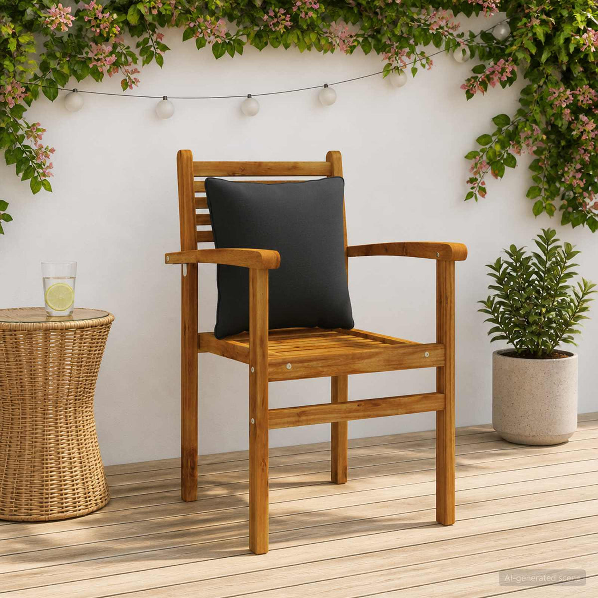 Back Cushion PUTTEN 4 pcs 100% Polyester Black 40 x 40 x 15 cm