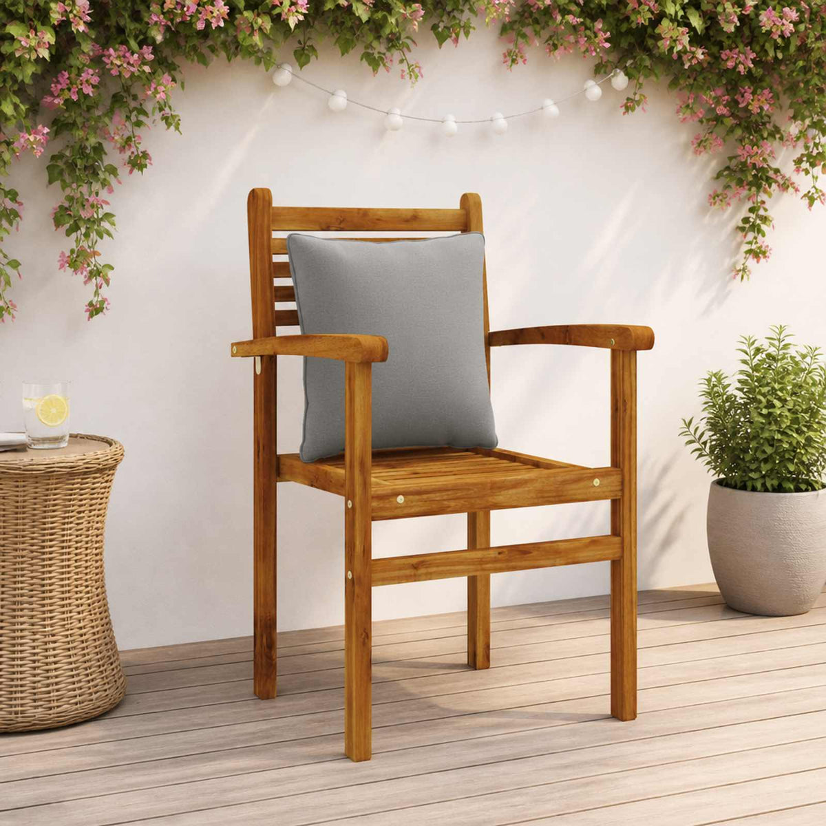 Back Cushion PUTTEN 4 pcs 100% Polyester Grey 40 x 40 x 15 cm