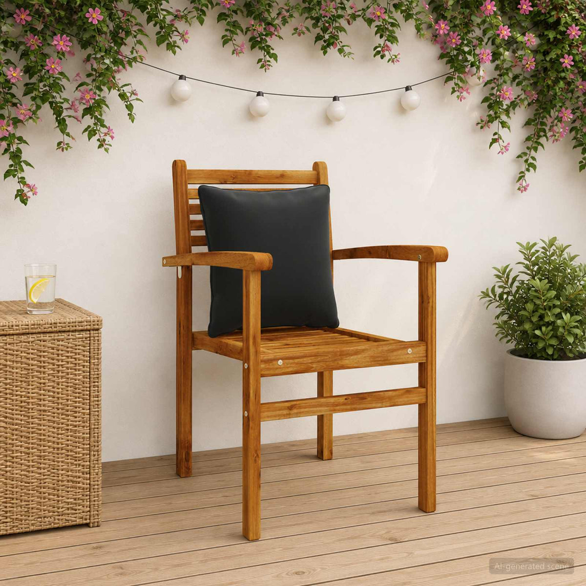 Back Cushion PUTTEN 4 pcs 100% Polyester Black 40 x 40 x 15 cm