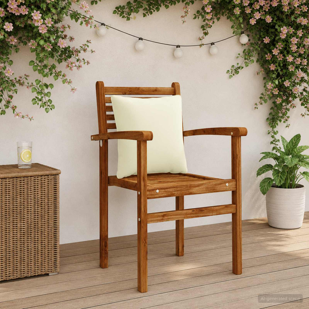 Back Cushion PUTTEN 4 pcs 100% Polyester Cream 40 x 40 x 15 cm