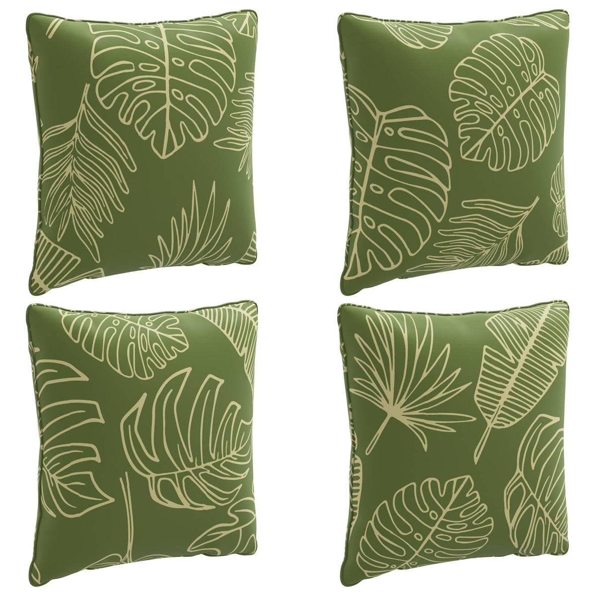Back Cushion PUTTEN 4 pcs 100% Polyester Leaf Design