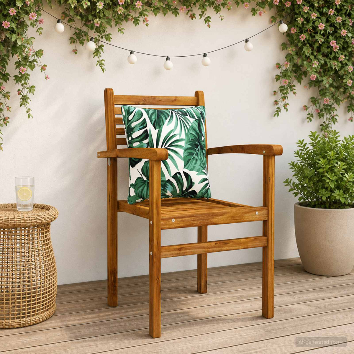 Back Cushion PUTTEN 4 pcs 100% Polyester Leaf Pattern