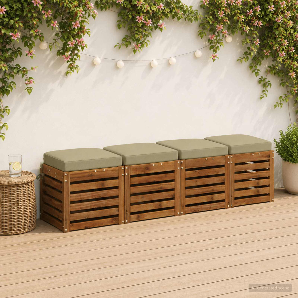 4-Piece Seat Cushions SOEST 4 pcs 100% Polyester Light Green