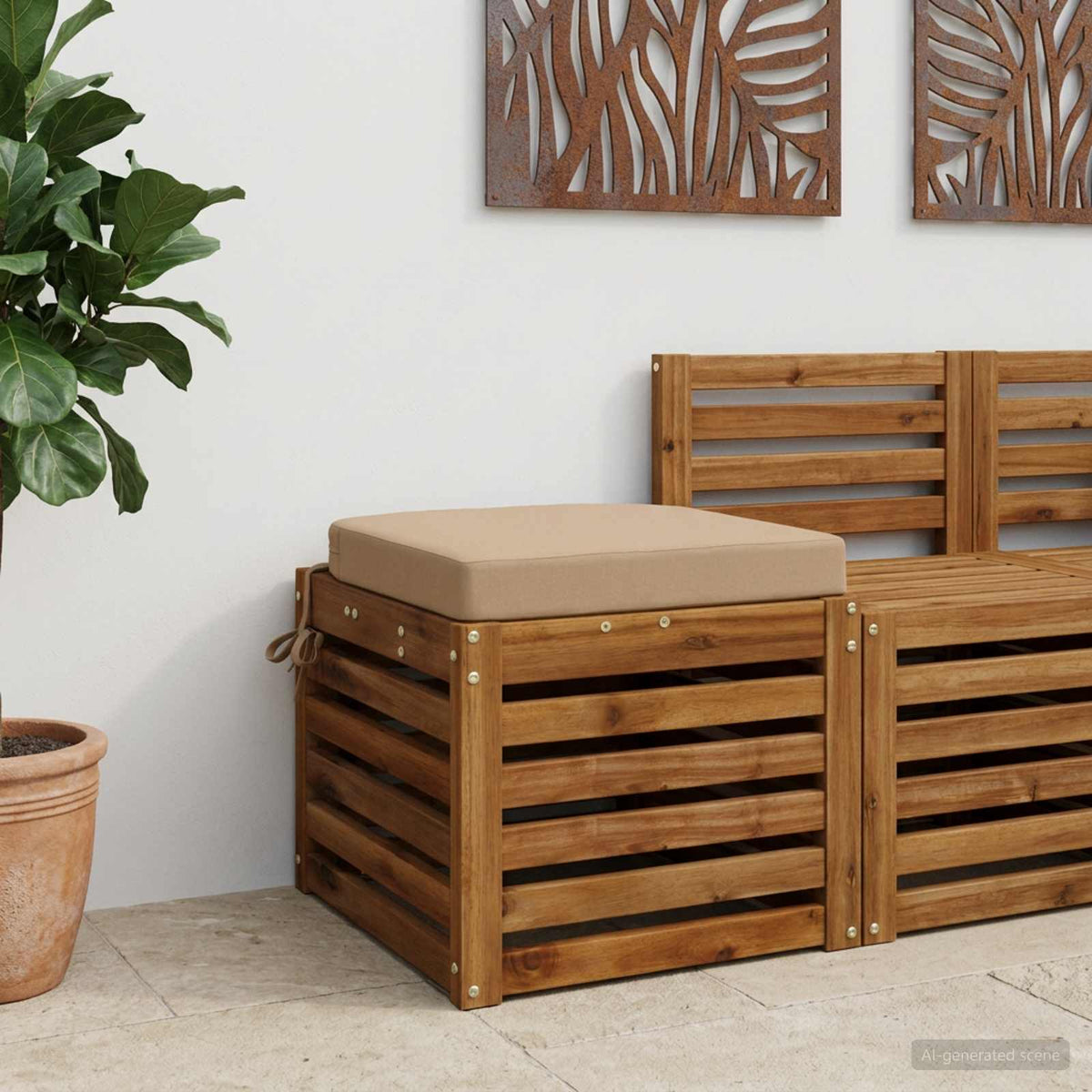 1-Piece Seat Cushion SOEST 100% Polyester Sand 45 x 45 x 7 cm