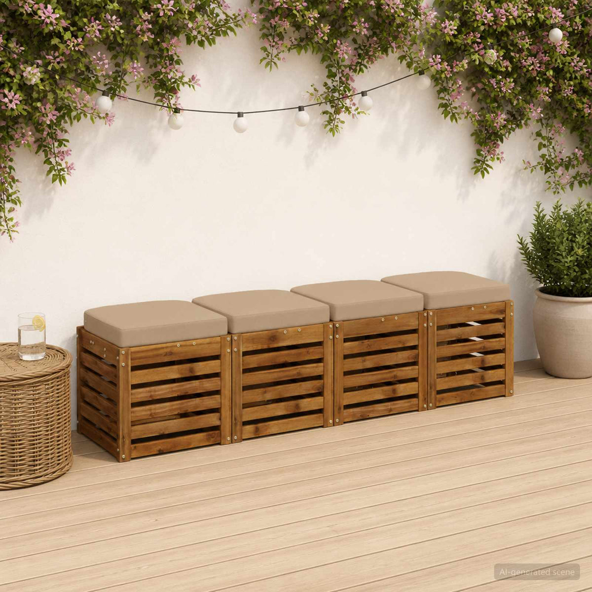 4-Piece Seat Cushions SOEST 4 pcs 100% Polyester Sand