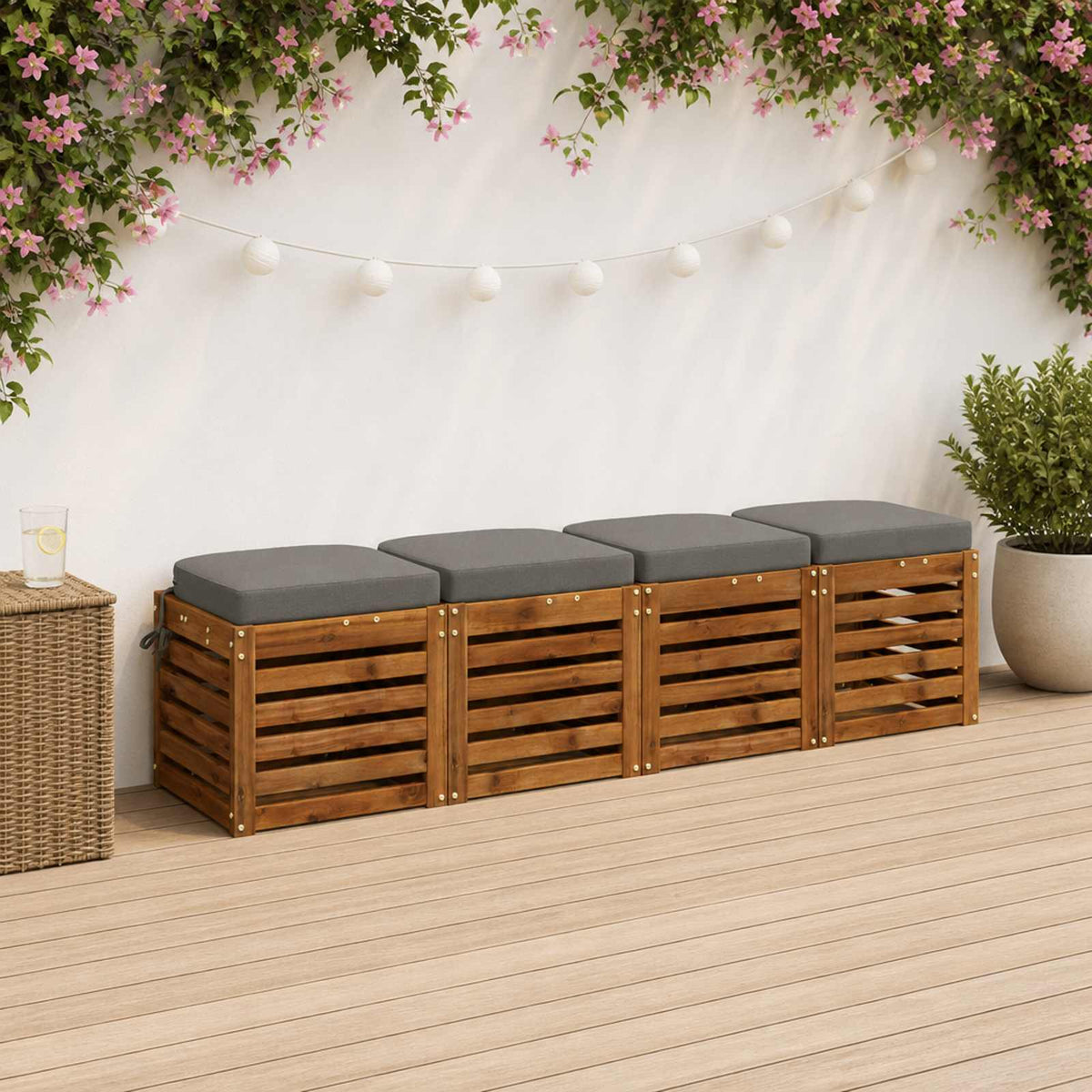 4-Piece Seat Cushions SOEST 4 pcs 100% Polyester Grey