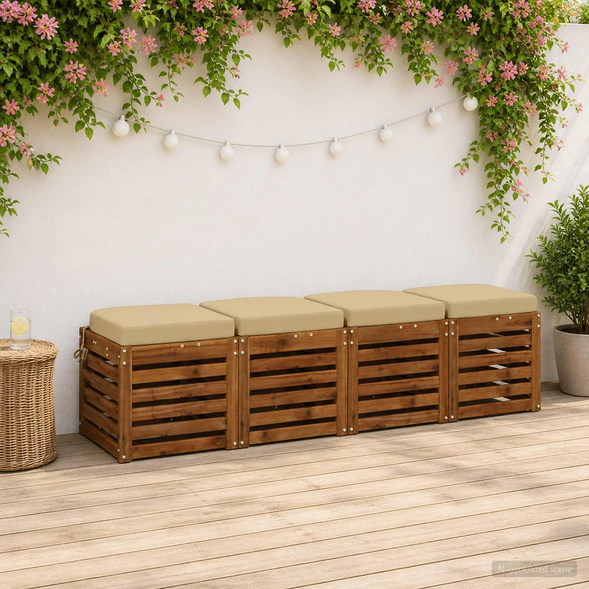 4-Piece Seat Cushions SOEST 4 pcs 100% Polyester Beige