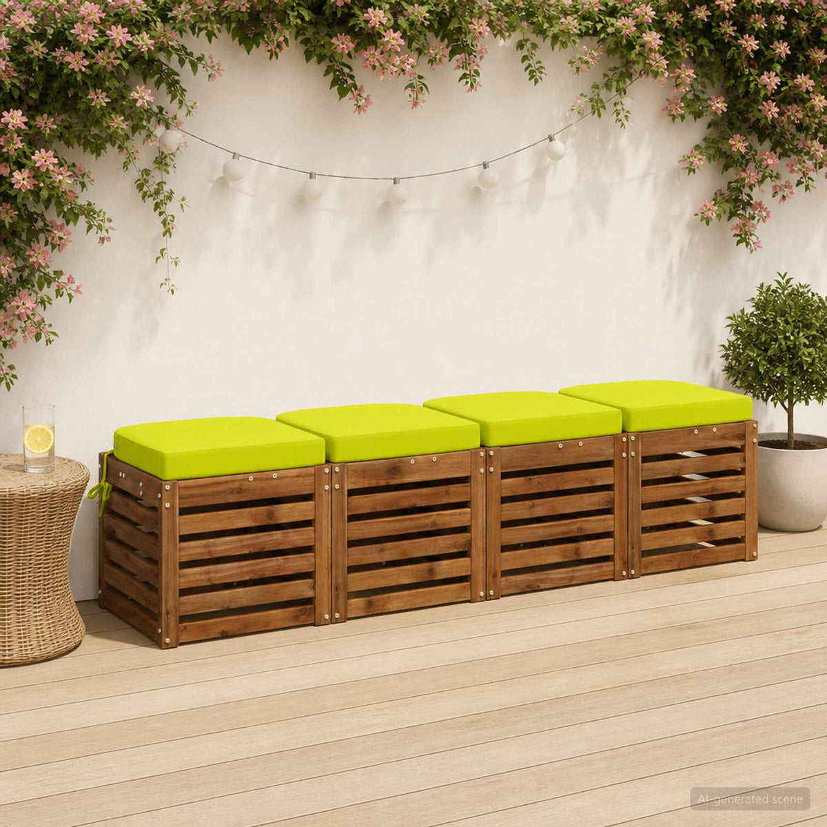 4-Piece Seat Cushions SOEST 4 pcs 100% Polyester Bright Green