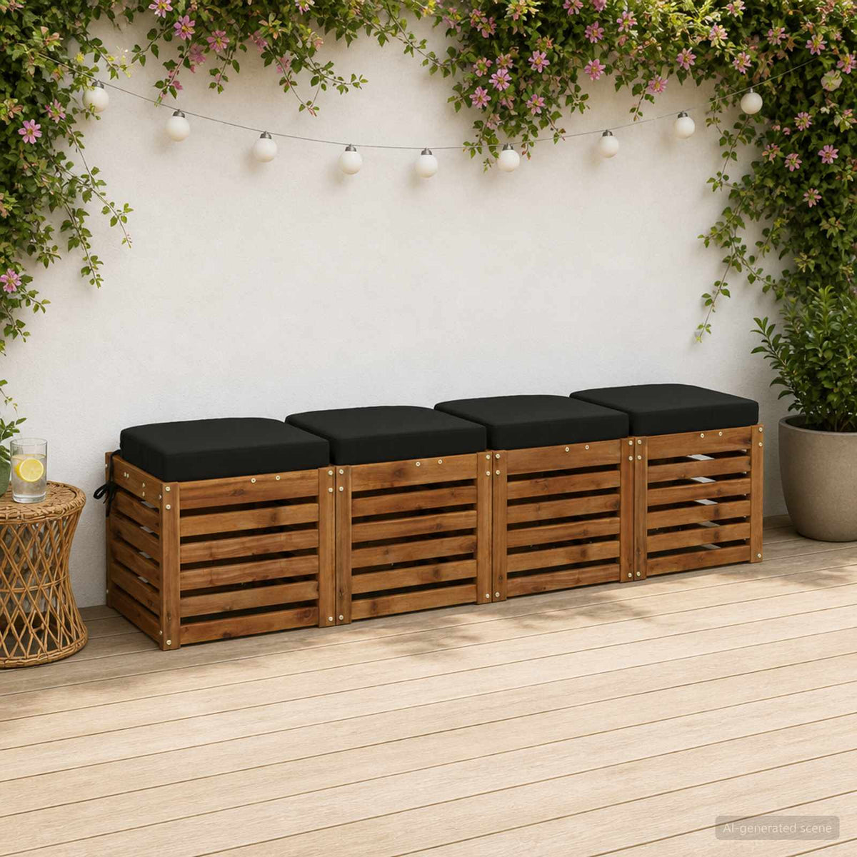 4-Piece Seat Cushions SOEST 4 pcs 100% Polyester Black