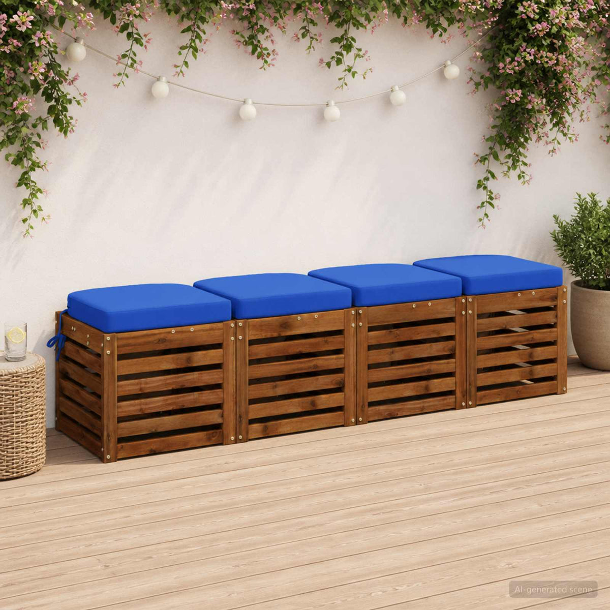 4-Piece Seat Cushions SOEST 4 pcs 100% Polyester Royal Blue