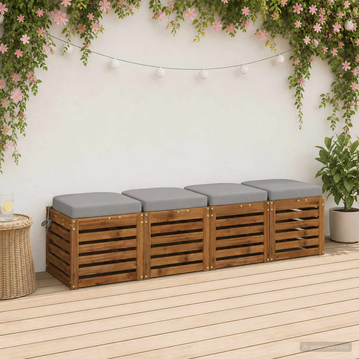 4-Piece Seat Cushions SOEST 4 pcs 100% Polyester Grey