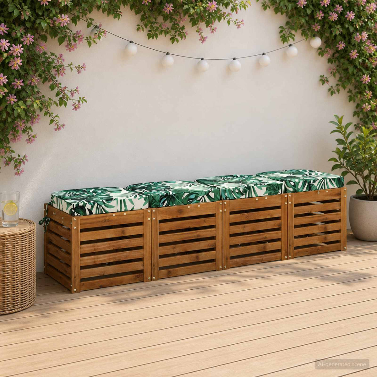 4-Piece Seat Cushions SOEST 4 pcs 100% Polyester Leaf Pattern