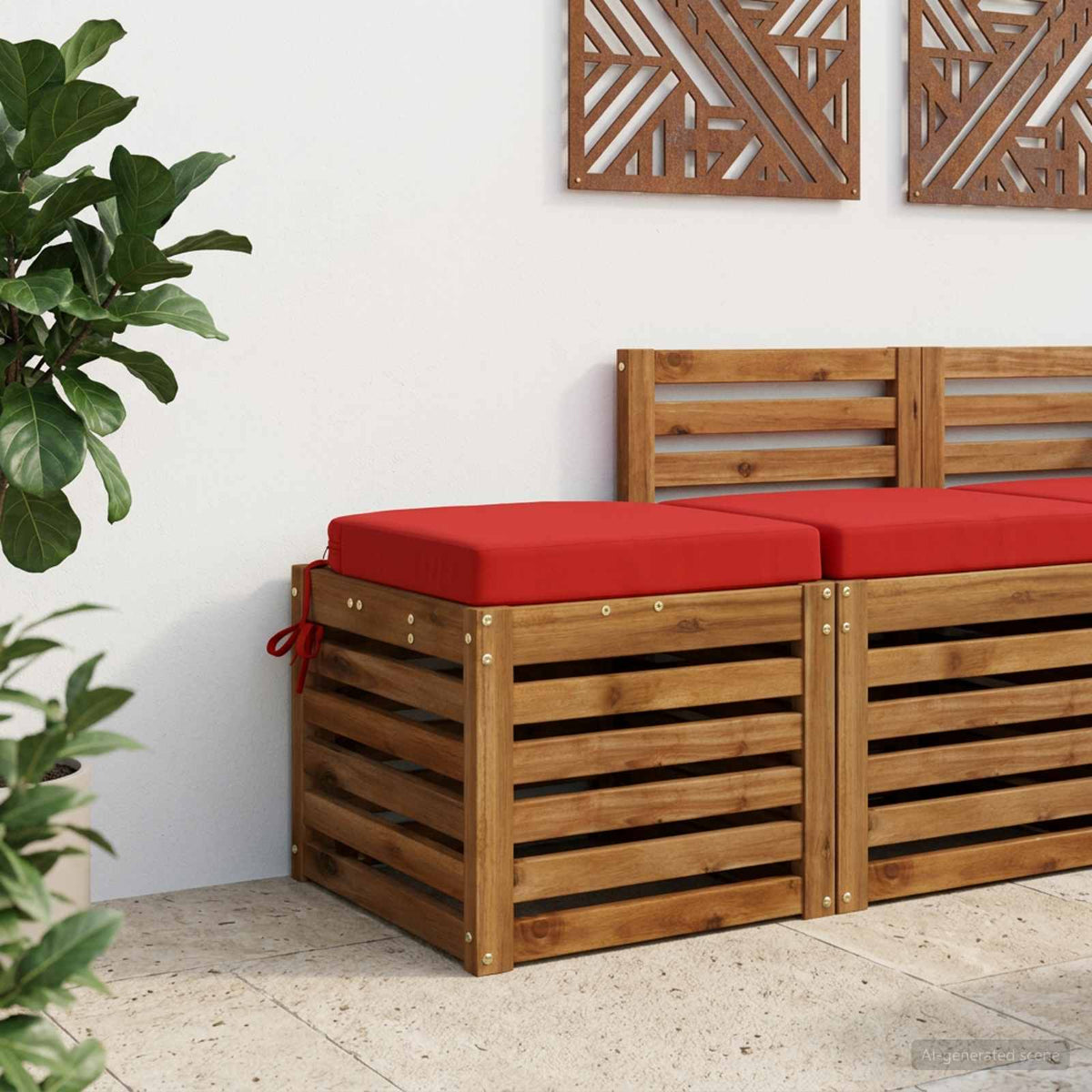 1-Piece Seat Cushion SOEST 100% Polyester Red 45 x 45 x 7 cm