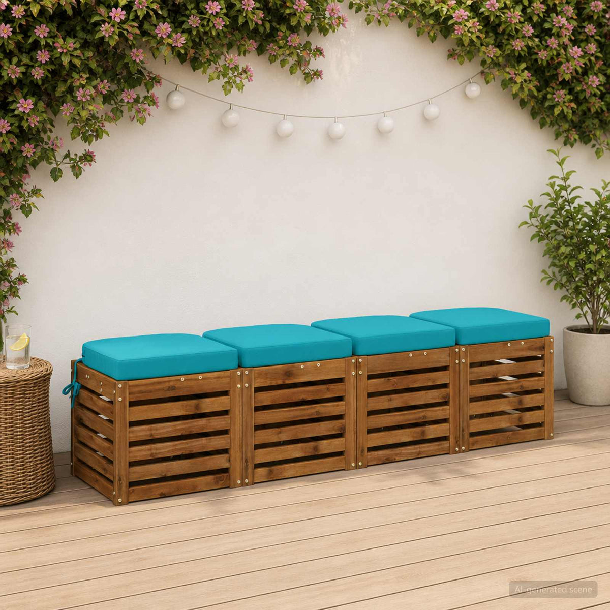 4-Piece Seat Cushions SOEST 4 pcs 100% Polyester Turquoise