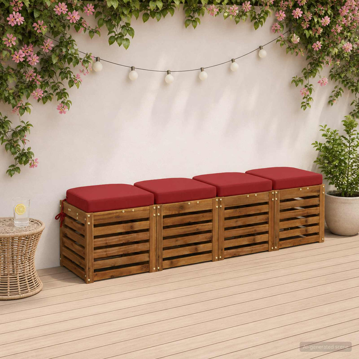 4-Piece Seat Cushions SOEST 4 pcs 100% Polyester Wine Red
