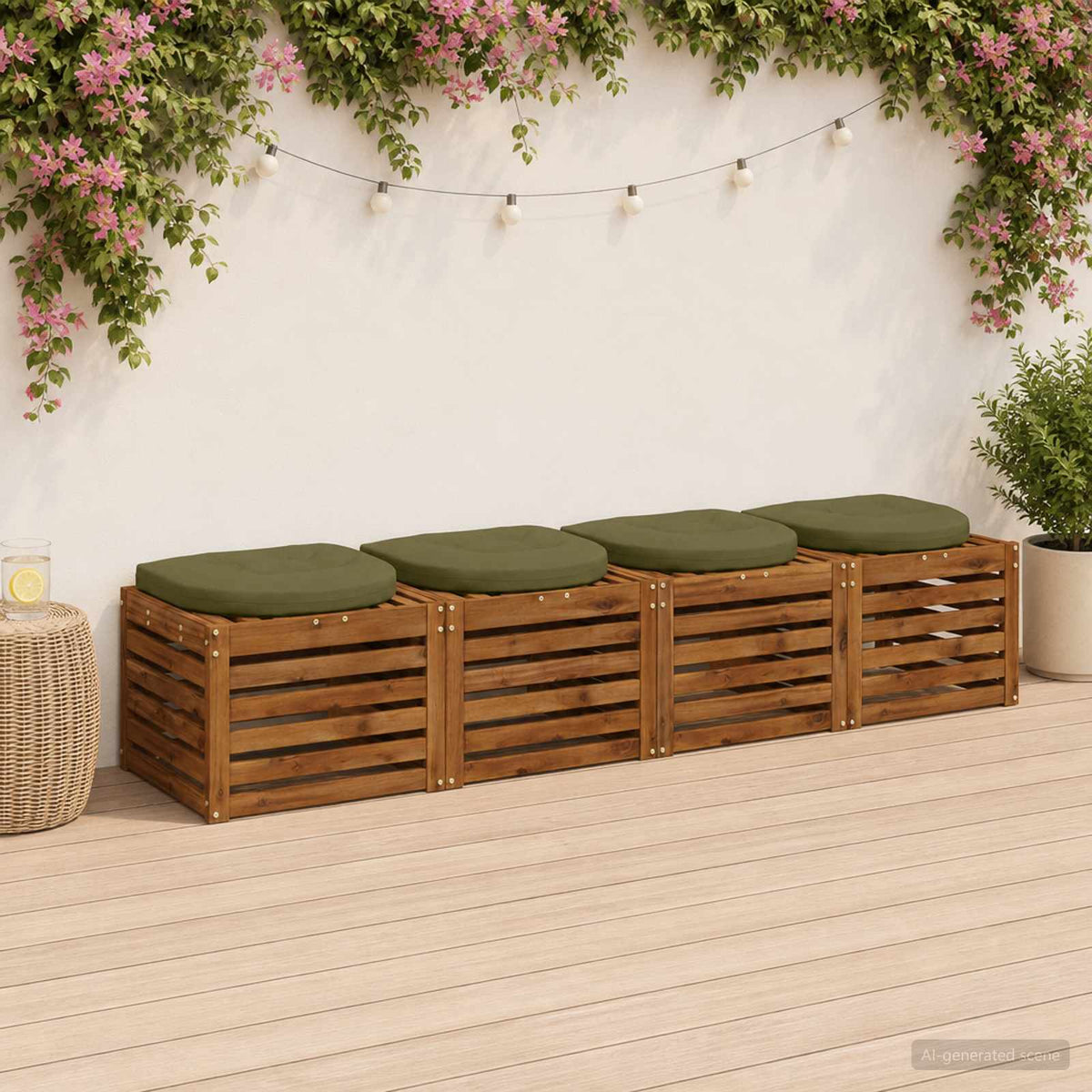 4-Piece Seat Cushions 4 pcs 100% Polyester Olive Green