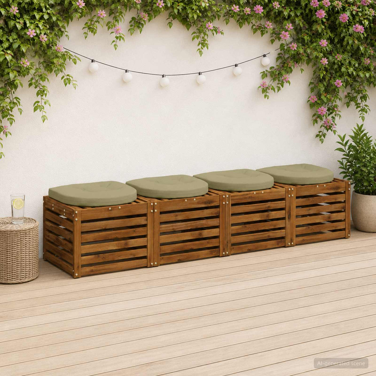 4-Piece Seat Cushions 4 pcs 100% Polyester Light Green