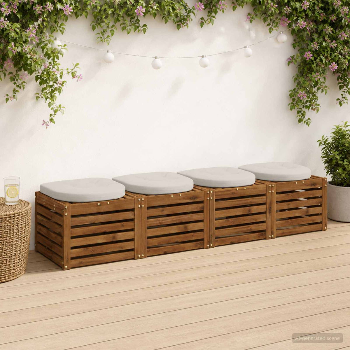 4-Piece Seat Cushions 4 pcs 100% Polyester White 40 x 40 x 5 cm