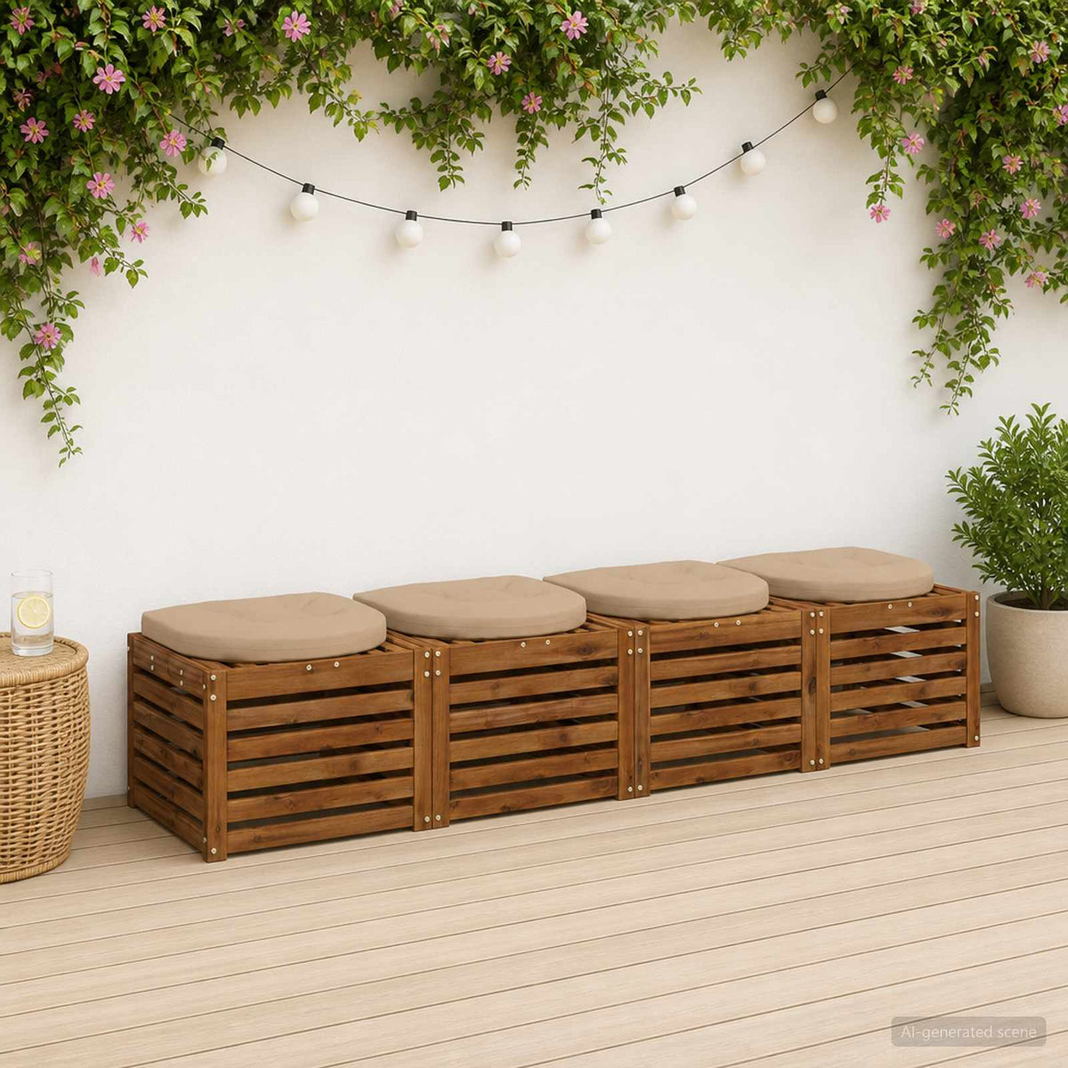 4-Piece Seat Cushions 4 pcs 100% Polyester Sand 40 x 40 x 5 cm