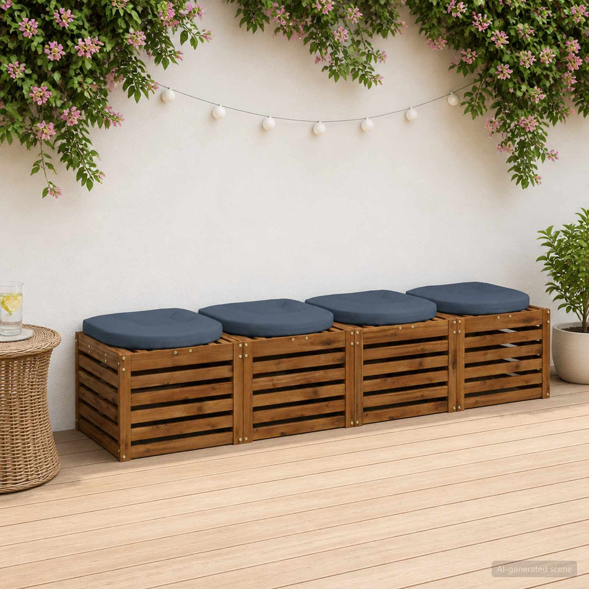 4-Piece Seat Cushions 4 pcs 100% Polyester Blue 40 x 40 x 5 cm