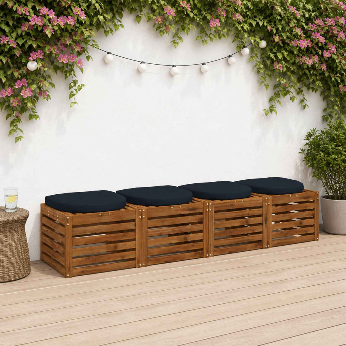 4-Piece Seat Cushions 4 pcs 100% Polyester Dark Blue