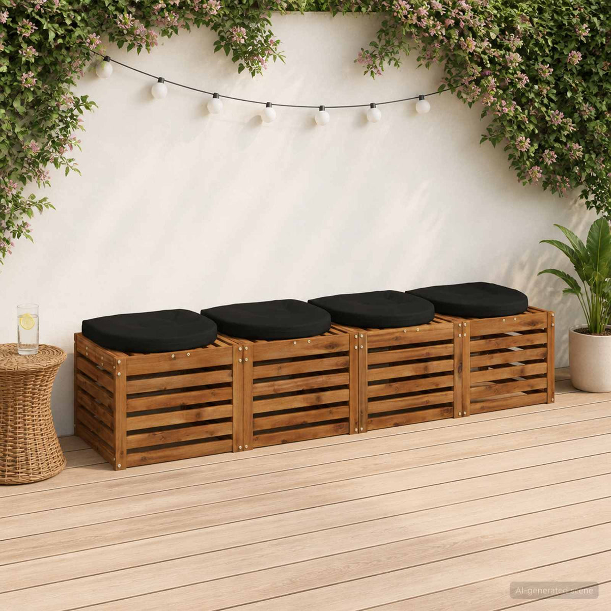 4-Piece Seat Cushions 4 pcs 100% Polyester Black 45 x 45 x 5 cm