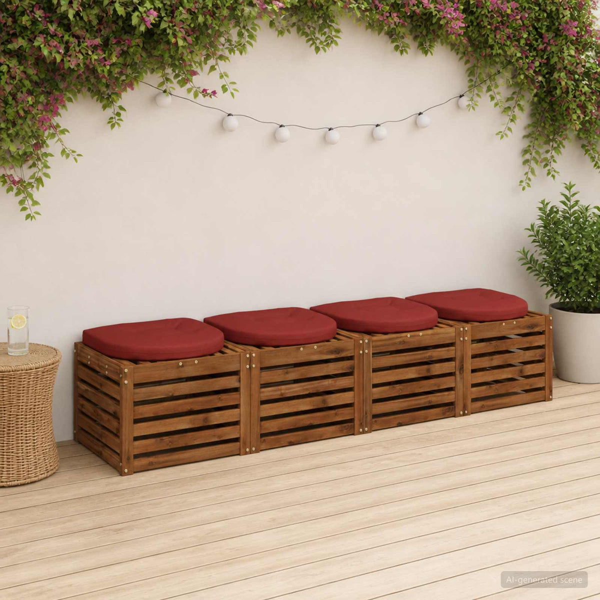 4-Piece Seat Cushions 4 pcs 100% Polyester Red 40 x 40 x 5 cm