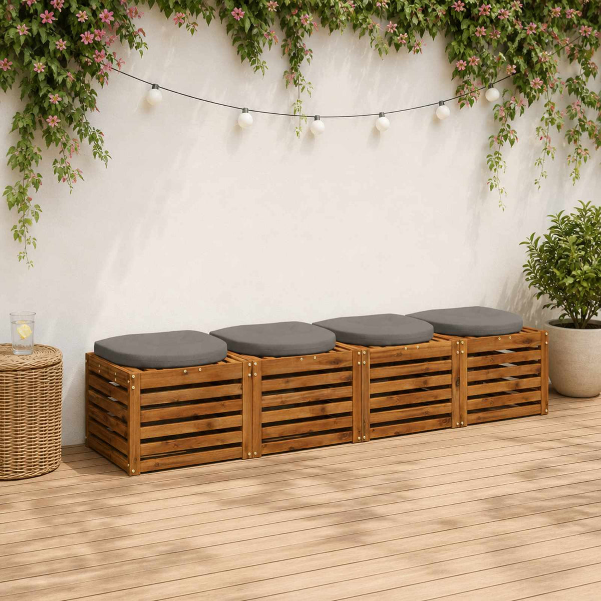 4-Piece Seat Cushions 4 pcs 100% Polyester Grey 40 x 40 x 5 cm
