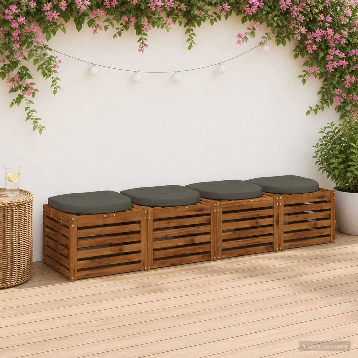 4-Piece Seat Cushions 4 pcs 100% Polyester Grey 40 x 40 x 5 cm