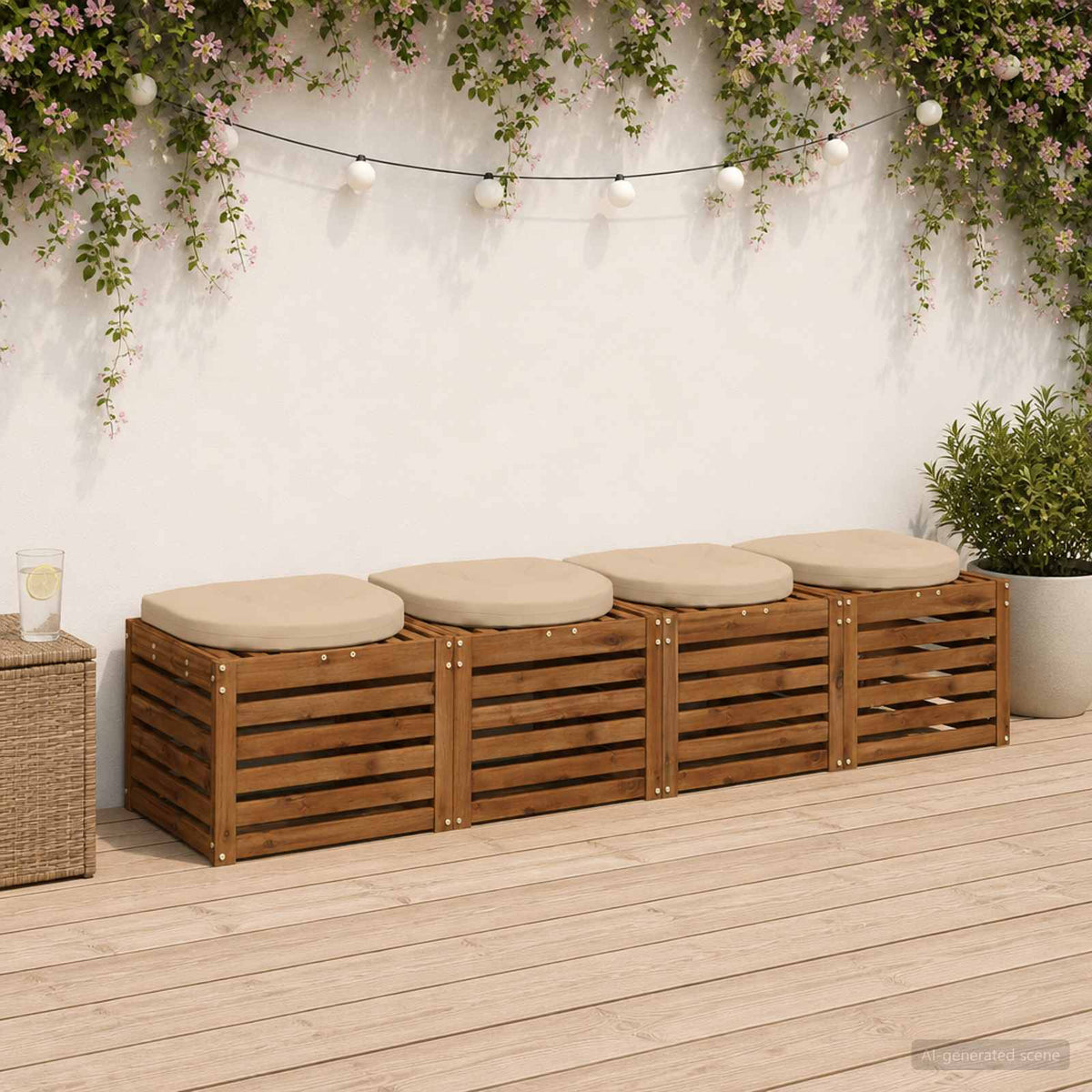 4-Piece Seat Cushions 4 pcs 100% Polyester Cream 40 x 40 x 5 cm