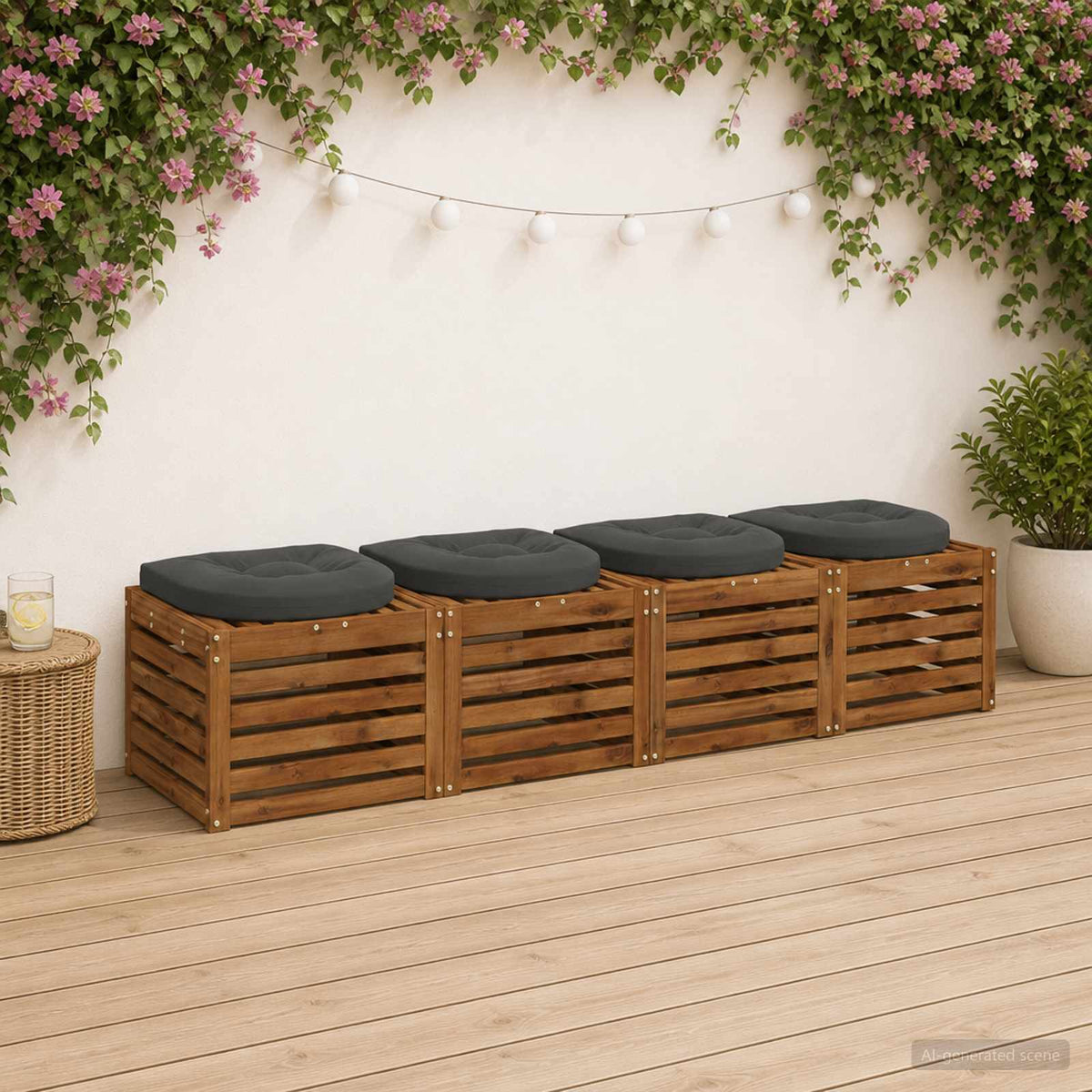 4-Piece Seat Cushions 4 pcs 100% Polyester Anthracite