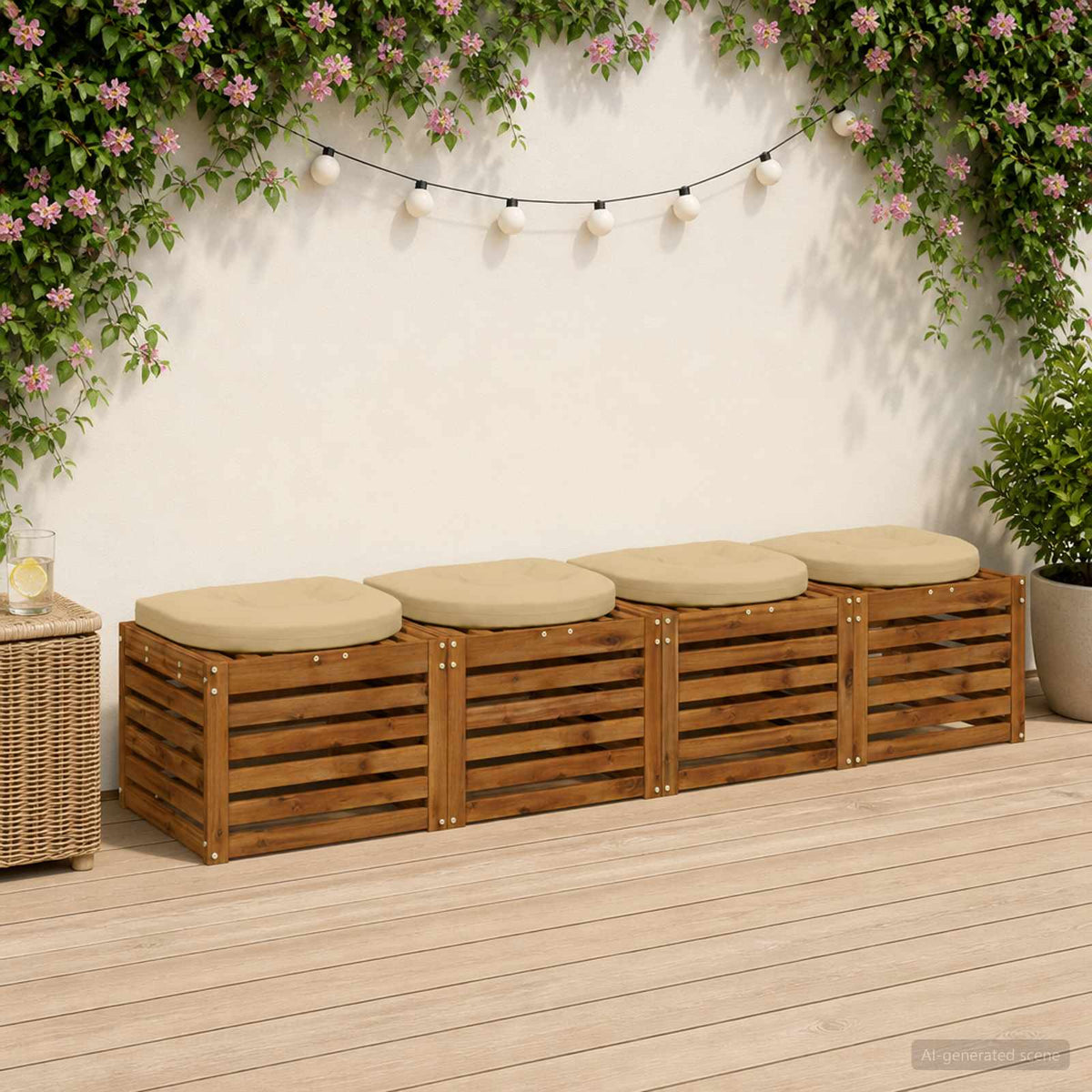 4-Piece Seat Cushions 4 pcs 100% Polyester Beige 40 x 40 x 5 cm