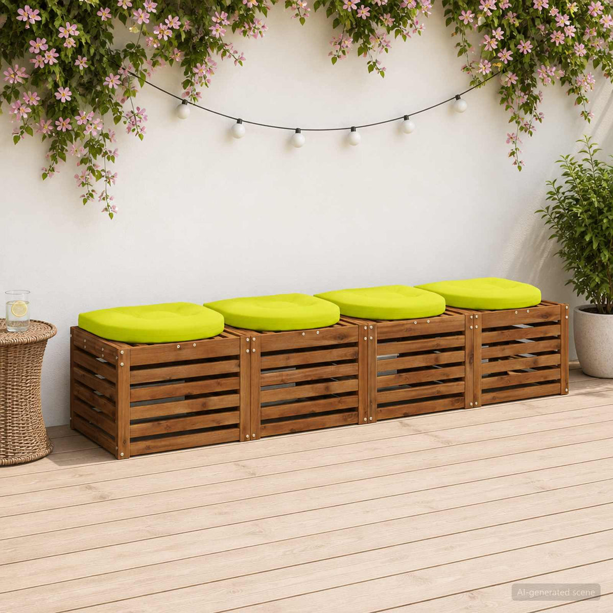 4-Piece Seat Cushions 4 pcs 100% Polyester Bright Green