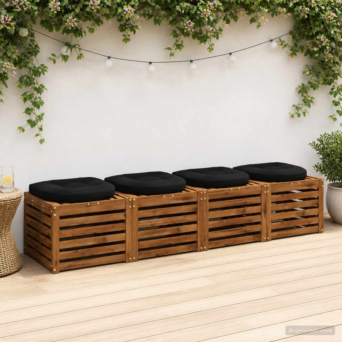 4-Piece Seat Cushions 4 pcs 100% Polyester Black 45 x 45 x 5 cm