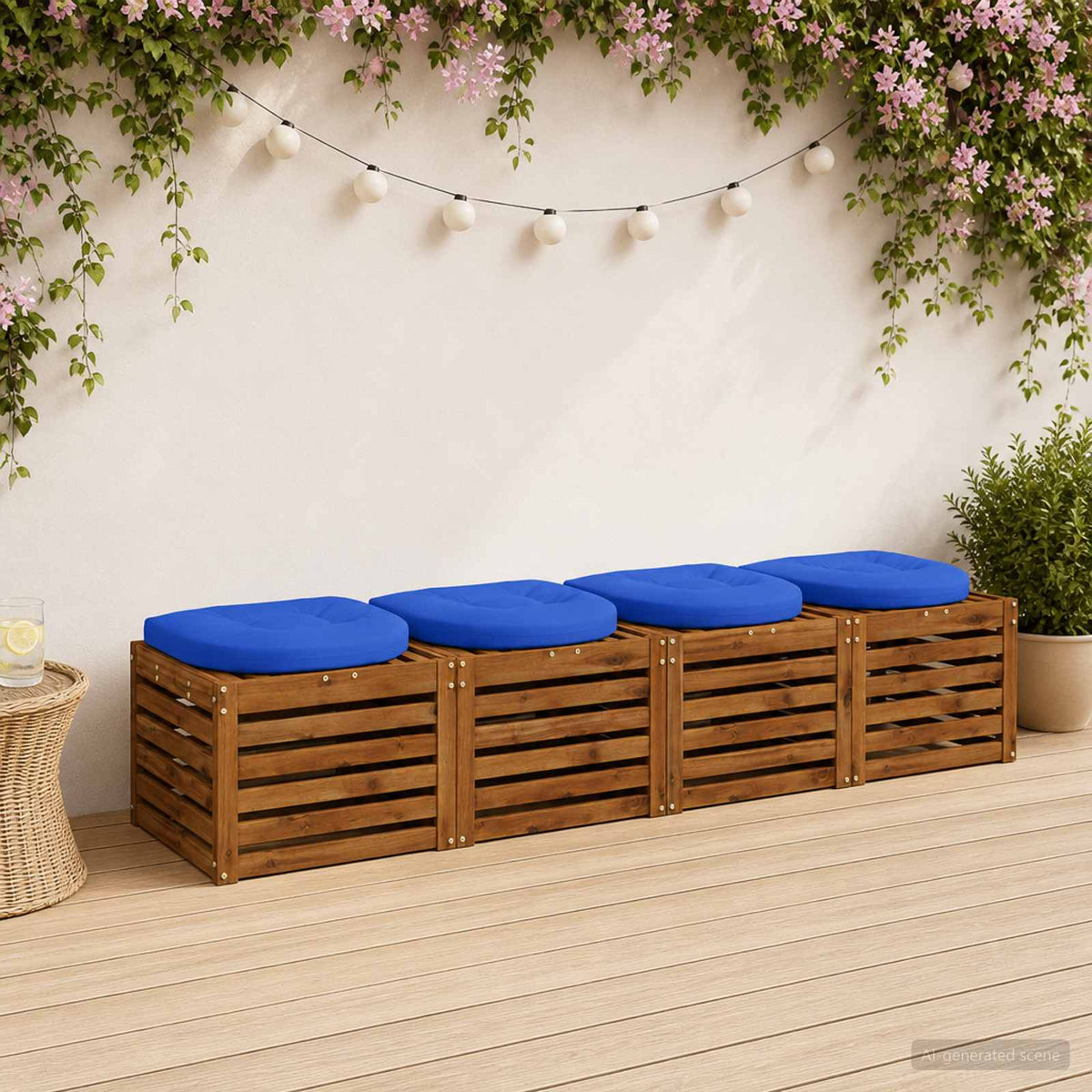 4-Piece Seat Cushions 4 pcs 100% Polyester Royal Blue