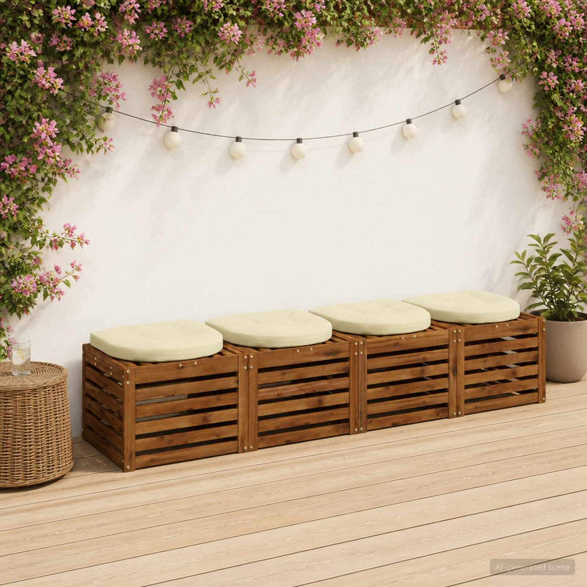 4-Piece Seat Cushions 4 pcs 100% Polyester Cream 45 x 45 x 5 cm